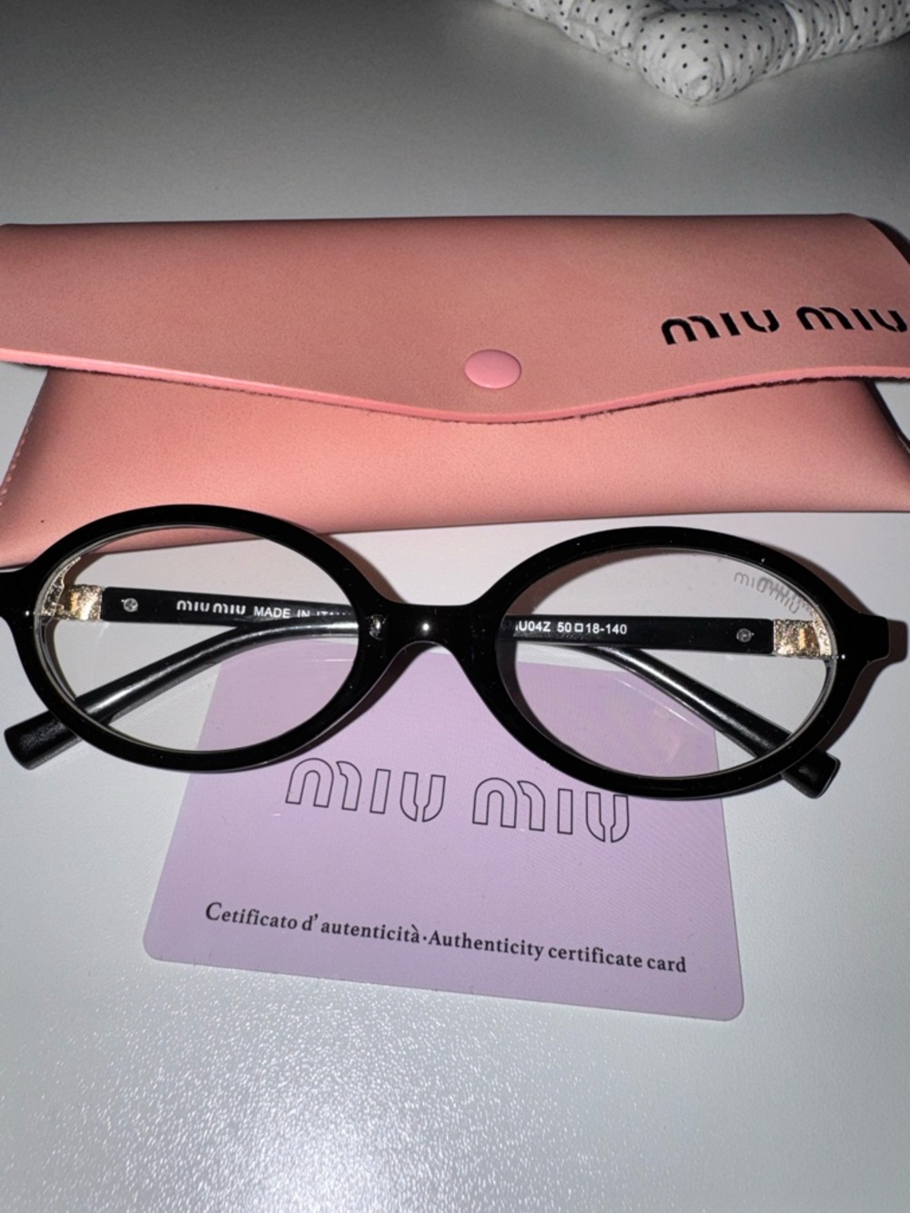 Miu Miu Black Oval Women's Optical Glasses with Pink Case